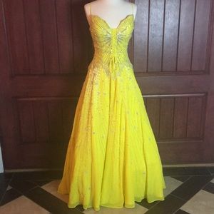 RevaDesigns prom lemon yellow sequin detail dress
